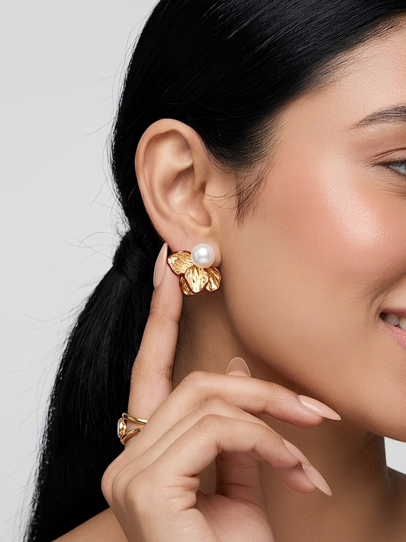 Pearl Blossom Stud Earrings