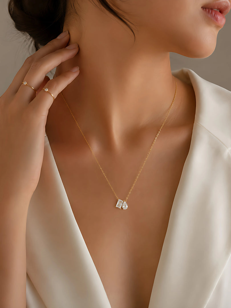 Crystal Duo Pendant Necklace