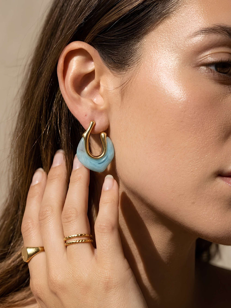 Aqua Mist Fluid Loop Earrings
