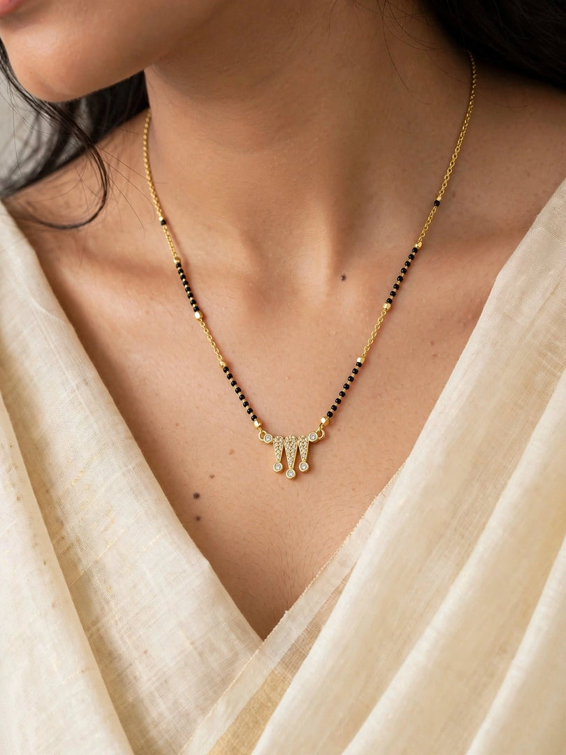 Crystal Wave Mangalsutra Necklace