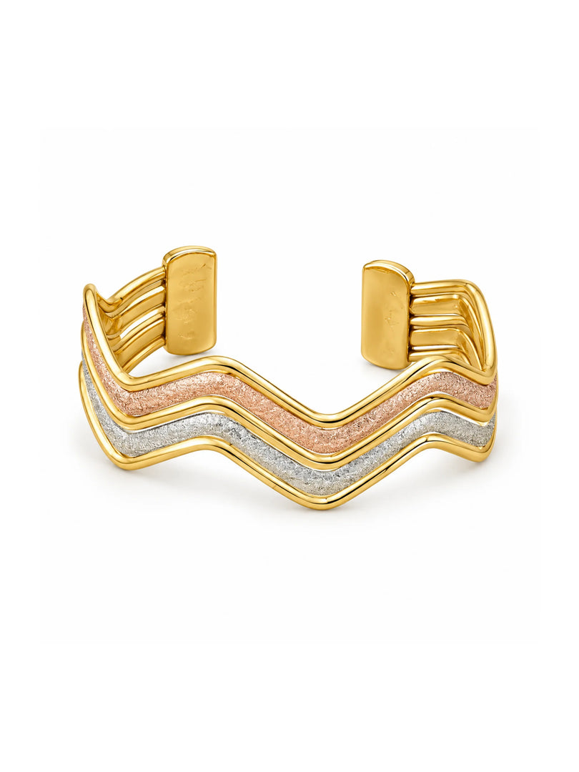 Tricolor Wave Textured Cuff Bracelet