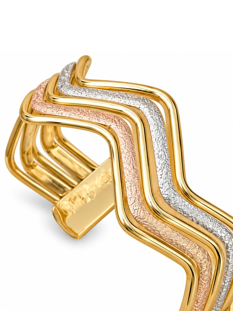 Tricolor Wave Textured Cuff Bracelet