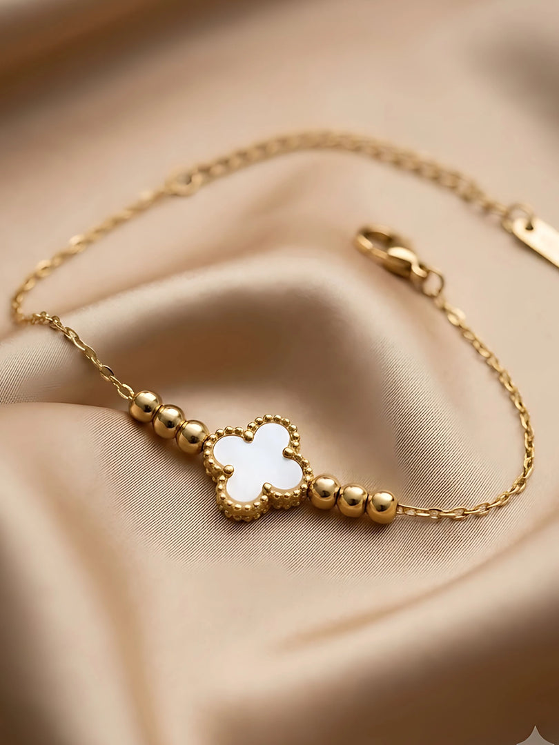 Pearl Clover Charm Bracelet