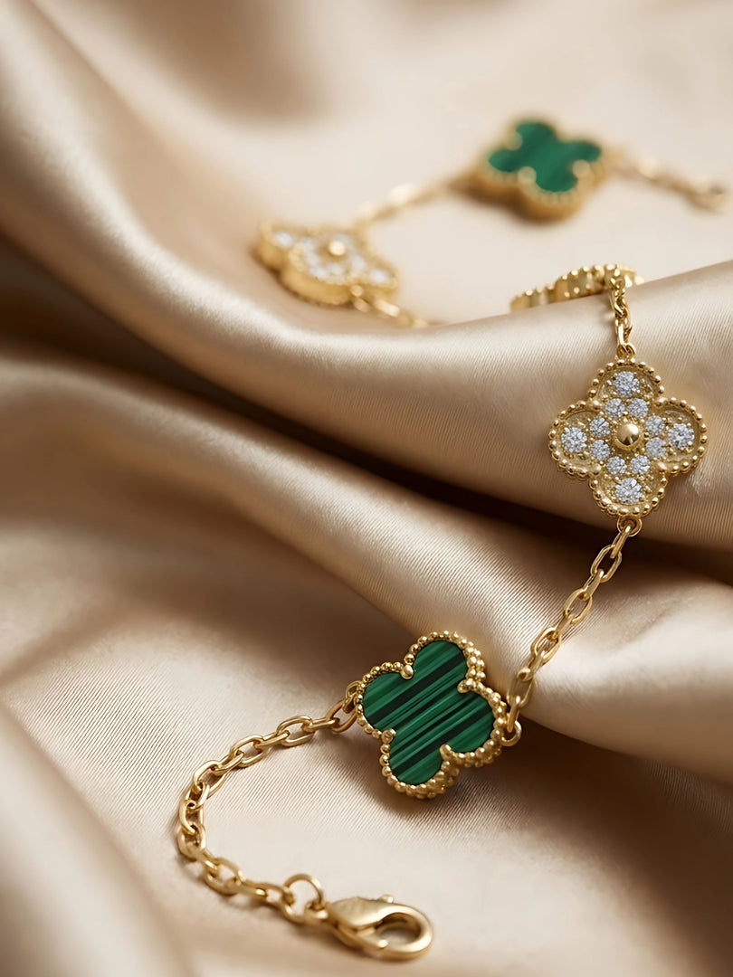 Emerald Clover Charm Bracelet