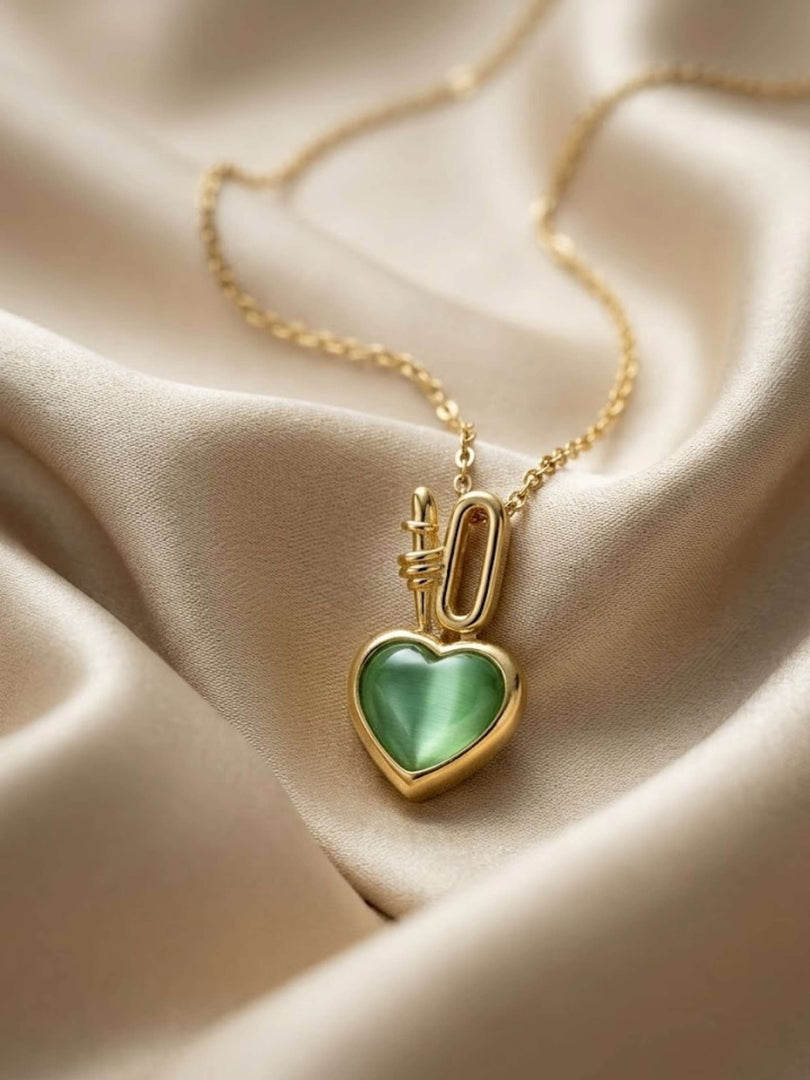 Aqua Heart Charm Necklace