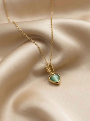 Aqua Heart Charm Necklace