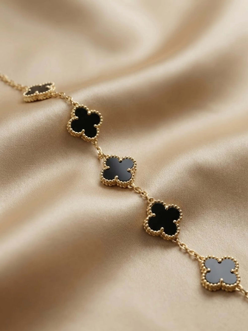anti tarnish clover black bracelet
