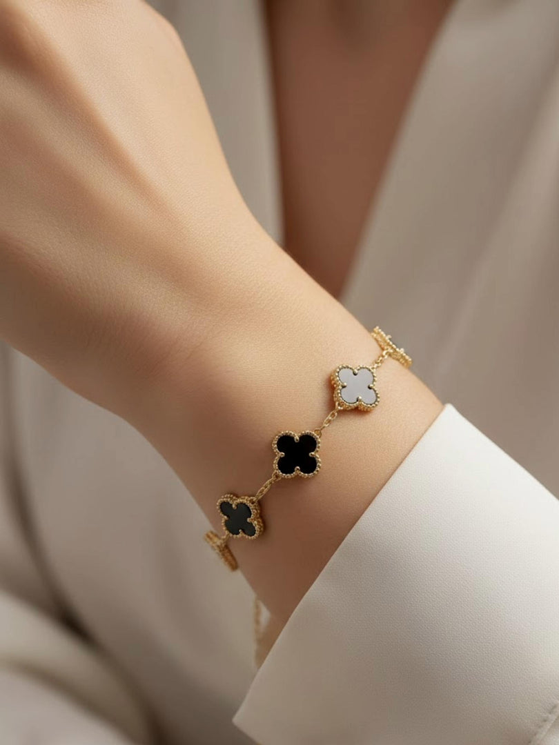 anti tarnish clover black bracelet