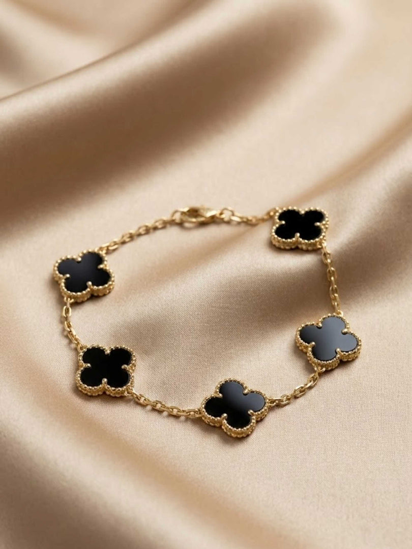 anti tarnish clover black bracelet