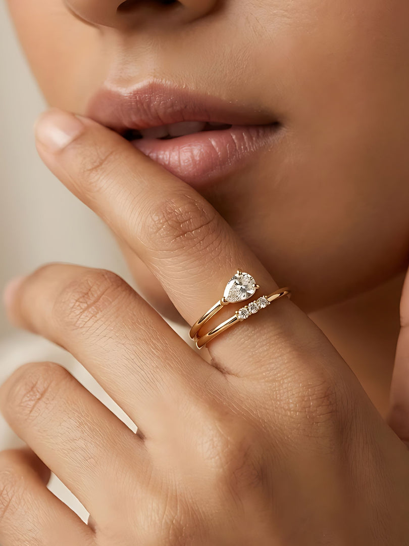 Golden Dewdrop Open Ring