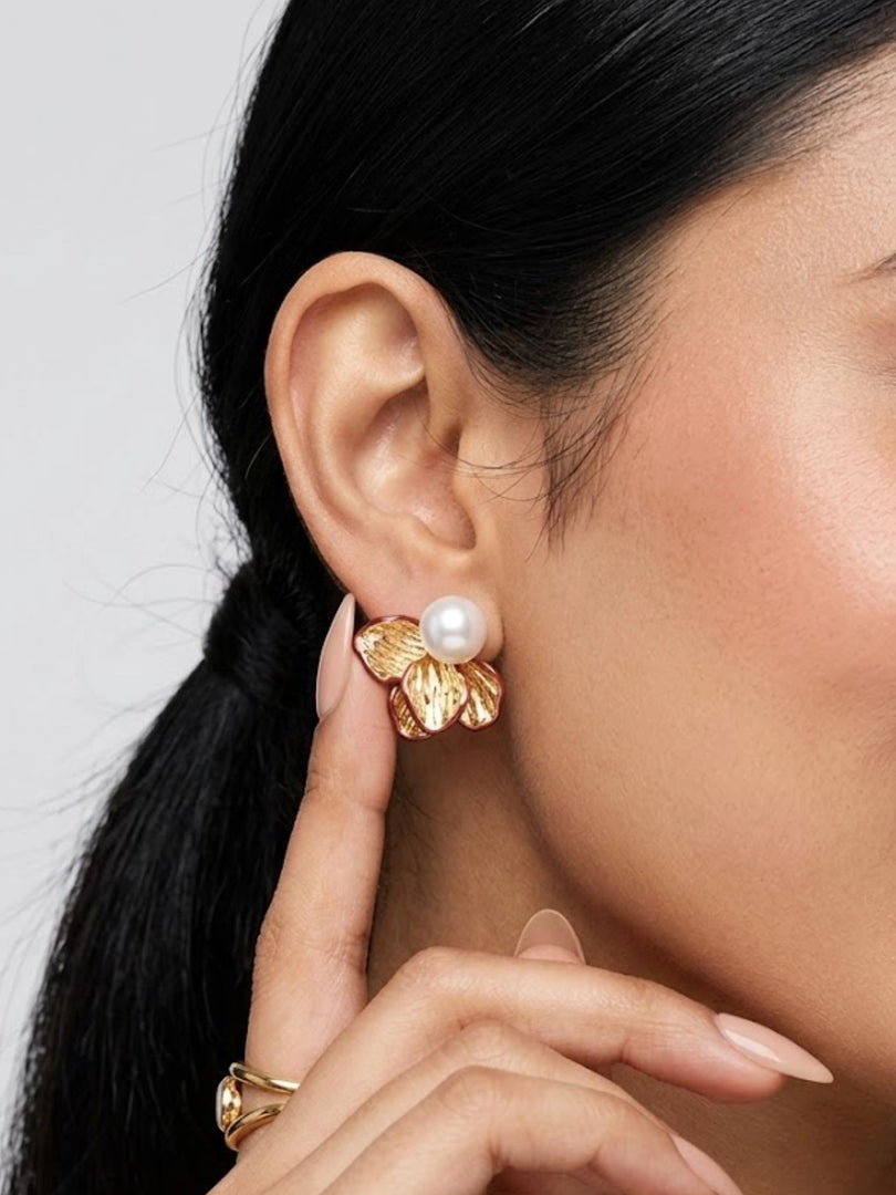 Pearl Blossom Stud Earrings