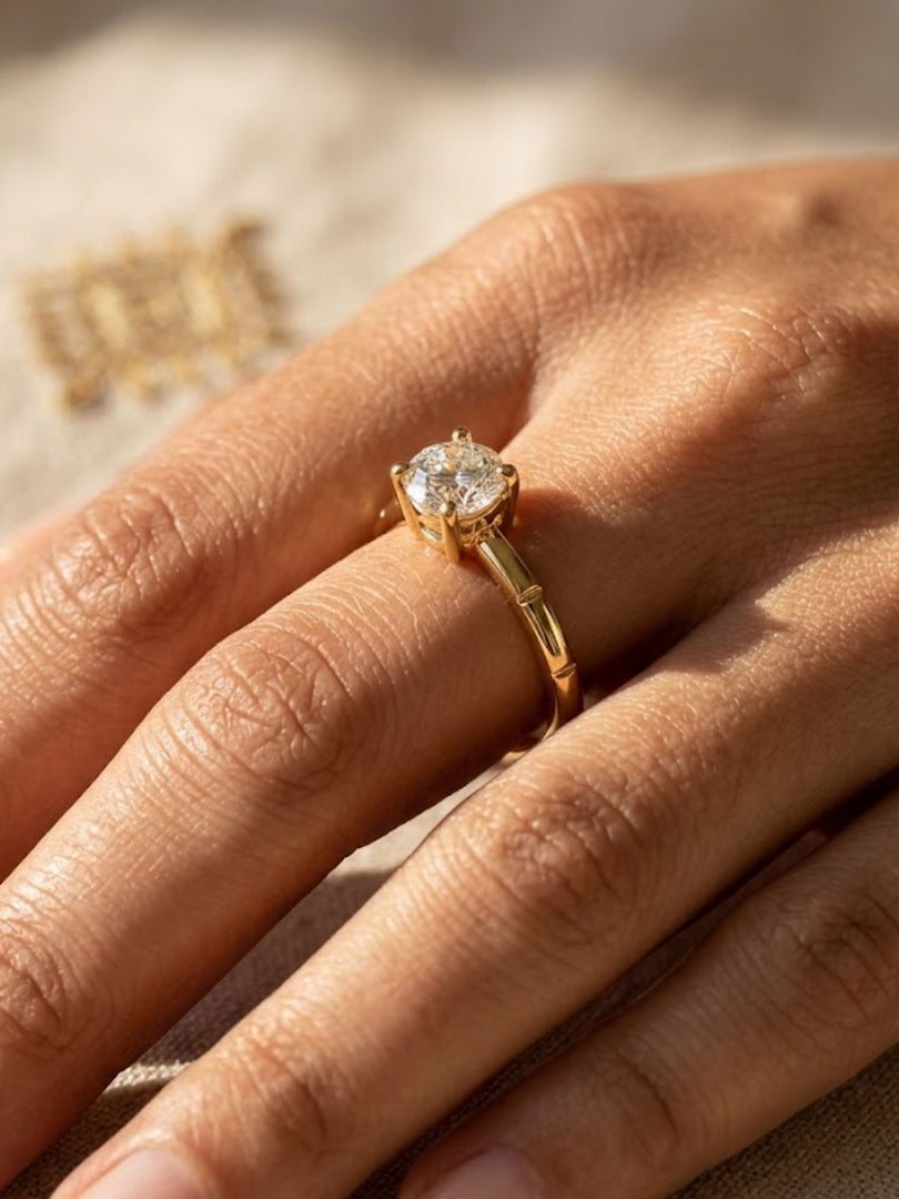 Golden Solstice Solitaire Ring