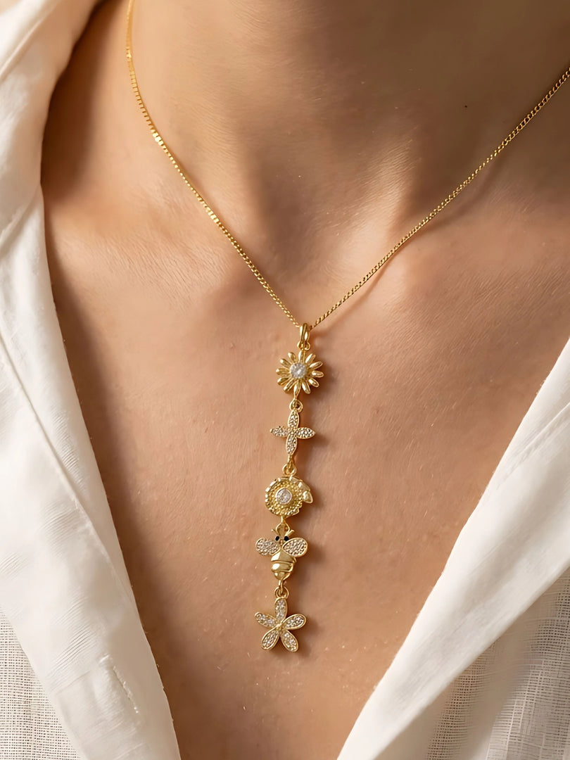 Bloom & Bee Charm Necklace