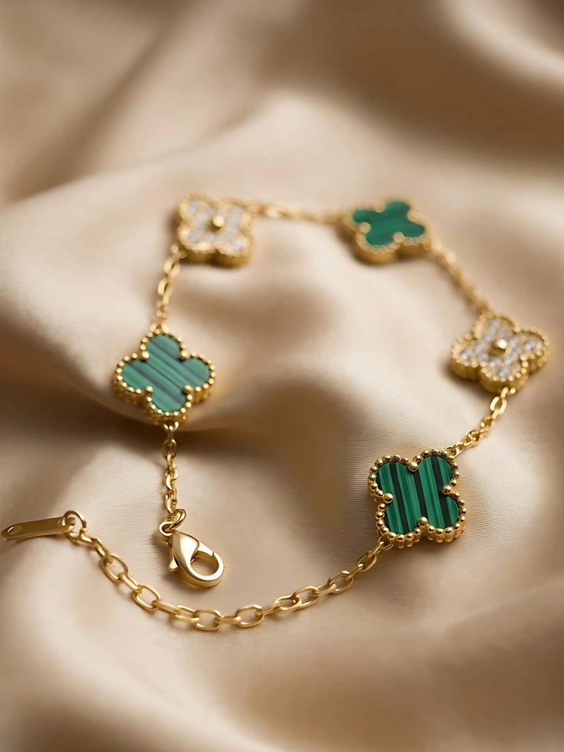 Emerald Clover Charm Bracelet