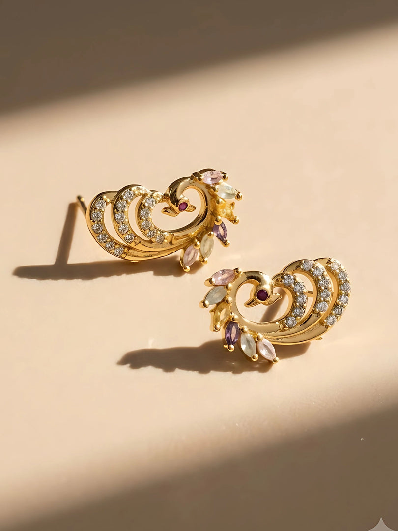 Pastel Peacock Stud Earrings