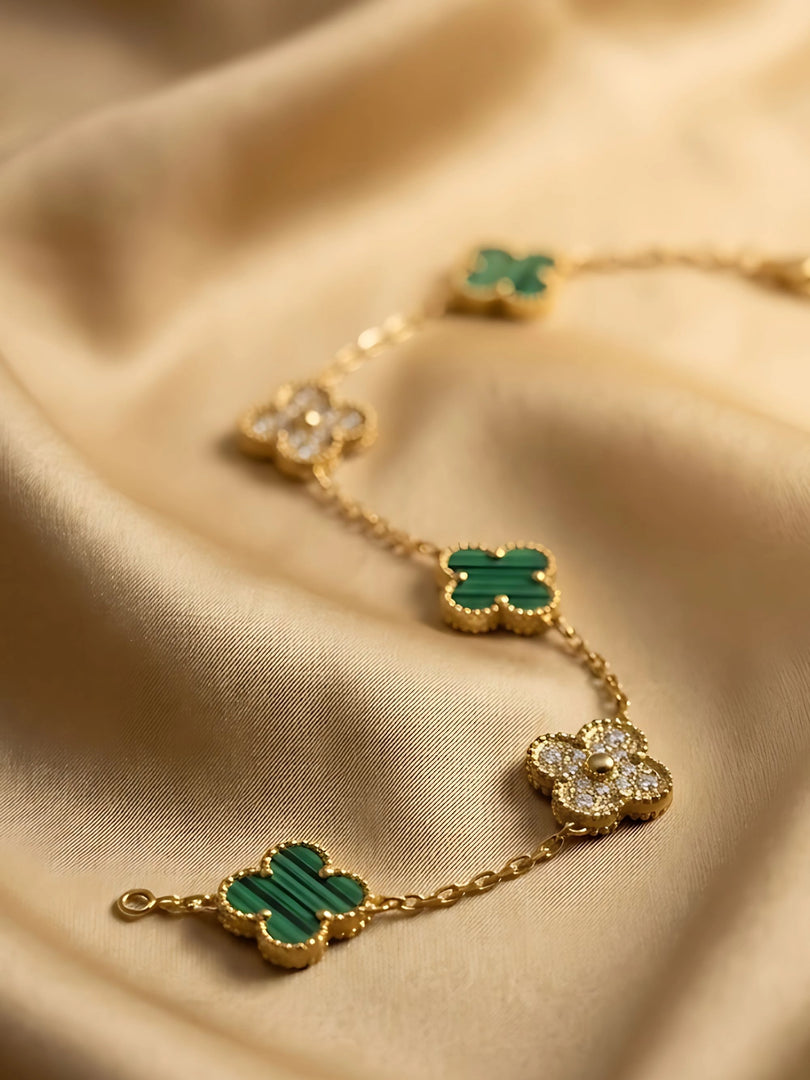 Emerald Clover Charm Bracelet