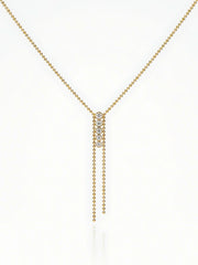 Bezel Tassel Ball Chain Necklace