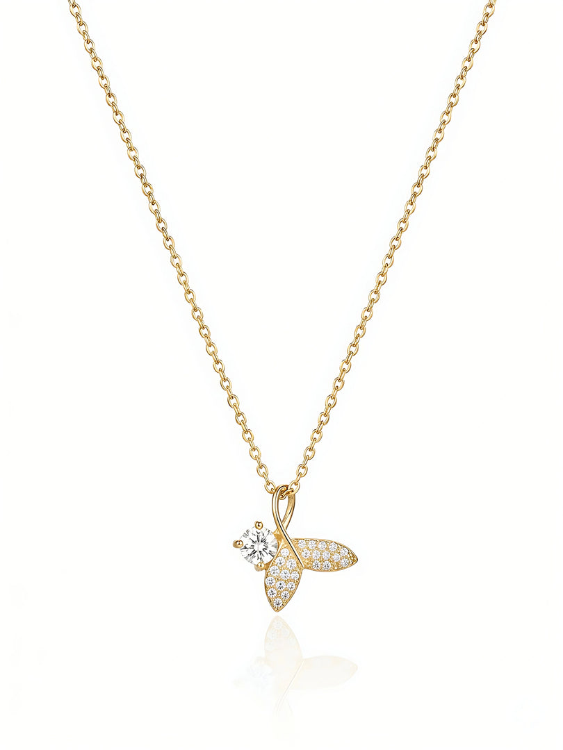 Butterfly Solitaire Pendant Necklace