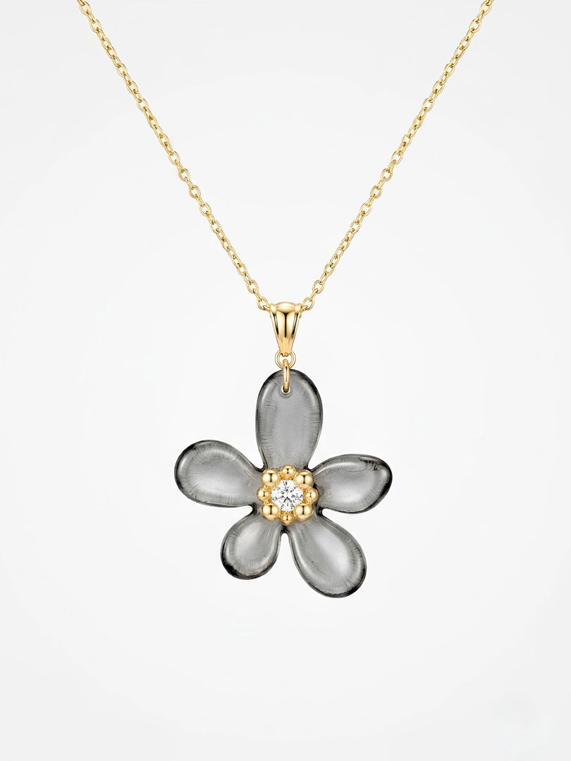 Smoky Crystal Flower Necklace
