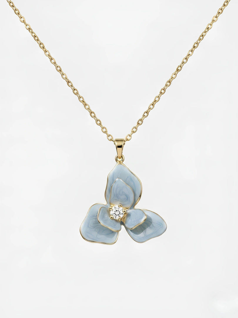 Opal Blue Flower Necklace