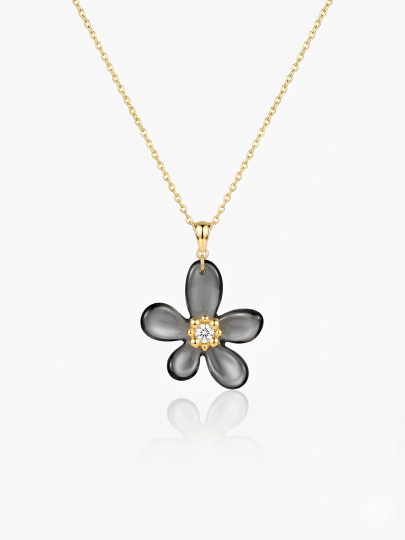 Smoky Crystal Flower Necklace