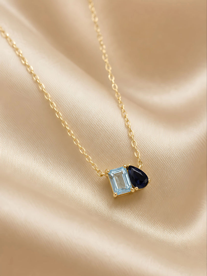 Sapphire Duo Pendant Necklace