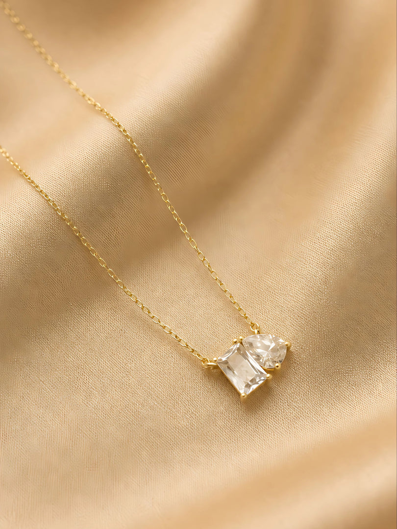 Crystal Duo Pendant Necklace