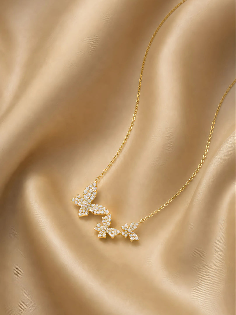 Flutter Trio Butterfly Necklace