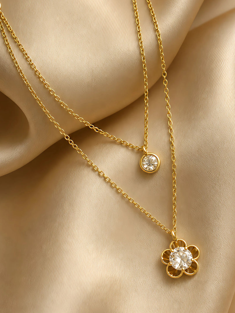 Floral Duo Layered Necklace