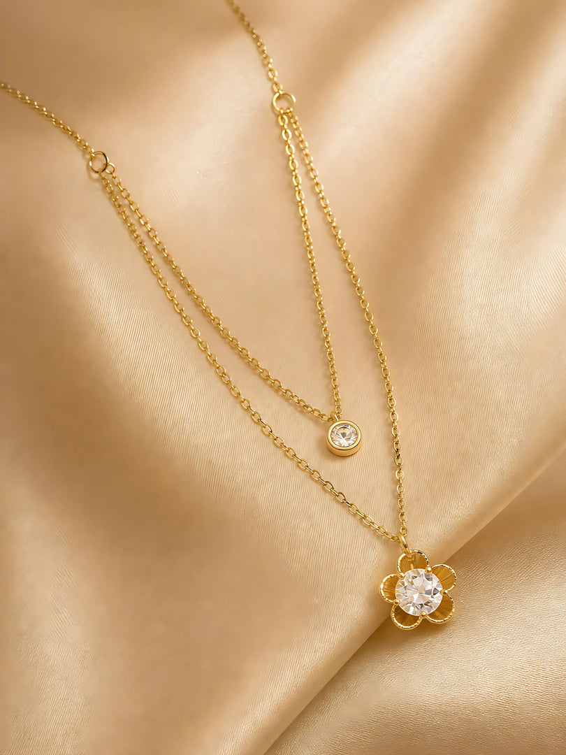 Floral Duo Layered Necklace