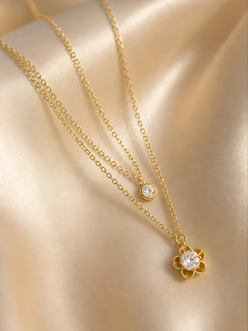 Floral Duo Layered Necklace