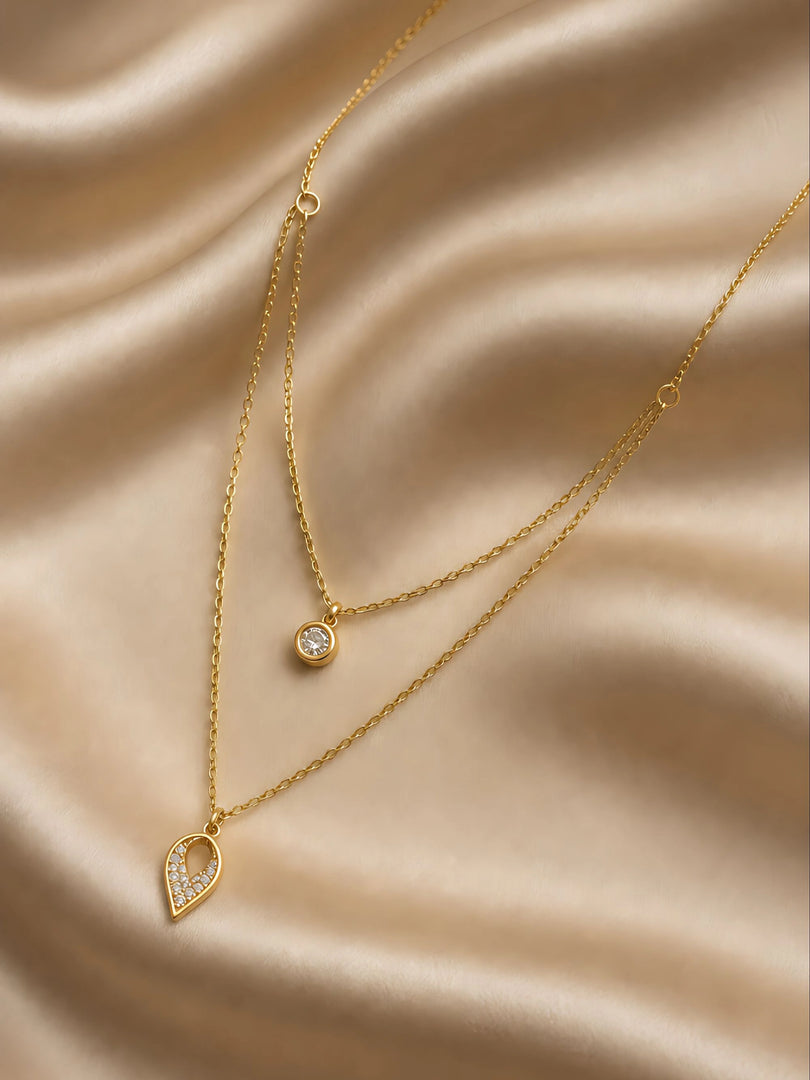 Luna Teardrop Layered Necklace
