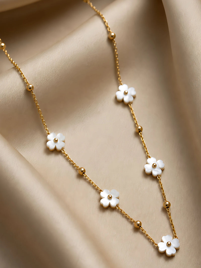 Daisy Pearl Station Necklace