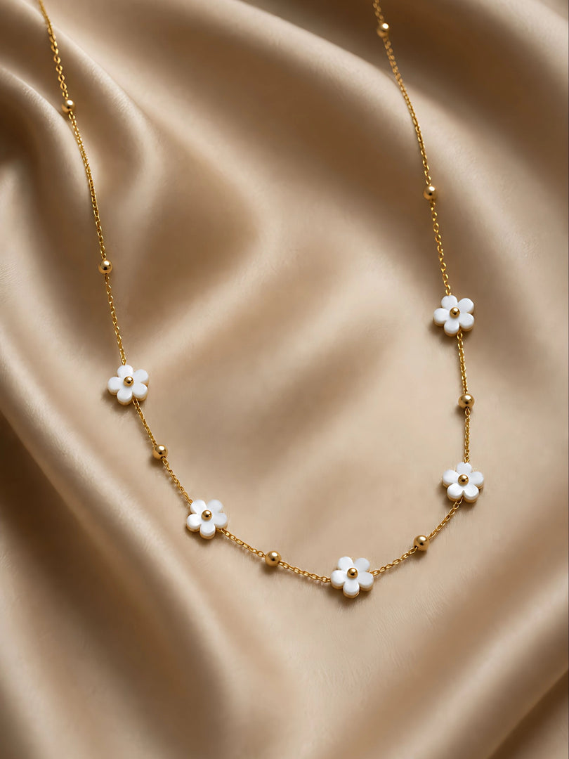 Daisy Pearl Station Necklace