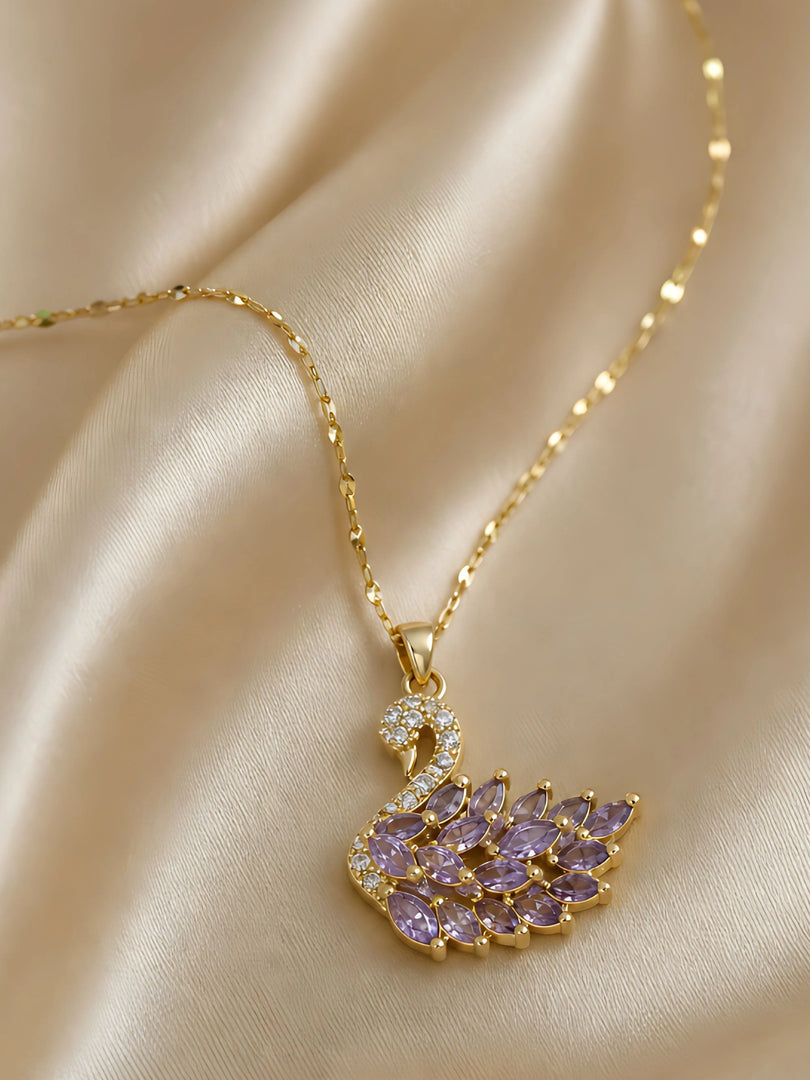Amethyst Swan Necklace