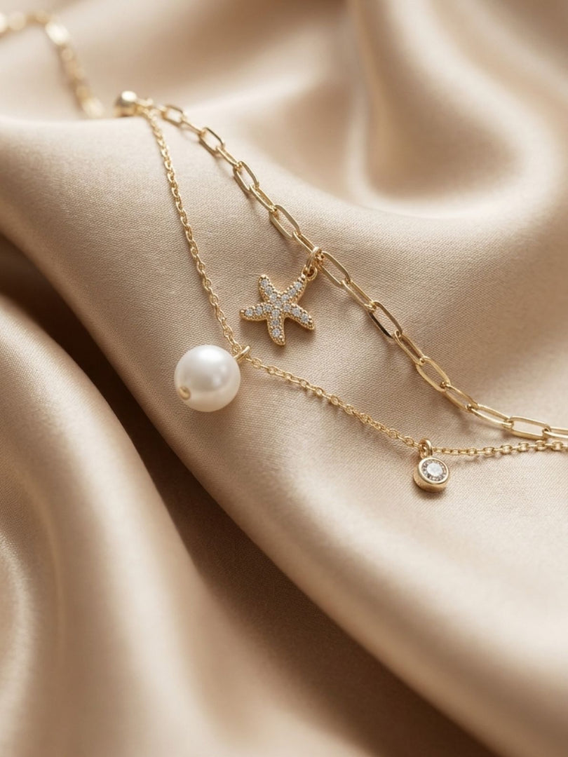 Starfish Pearl Double Layer Bracelet