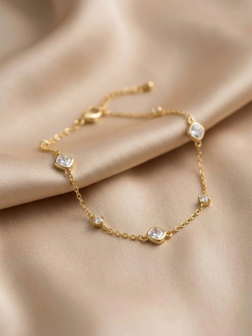 Golden Cascade Crystal Station Bracelet