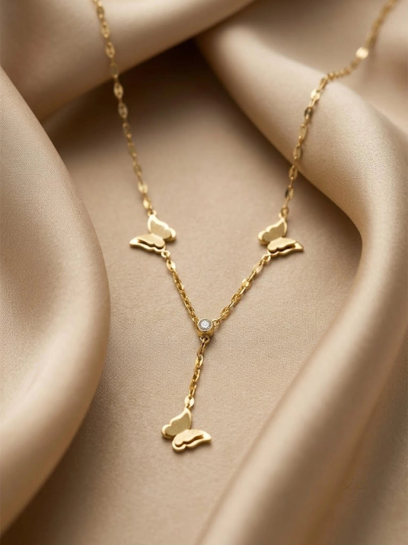 Butterfly Cascade Y-Layered Necklace