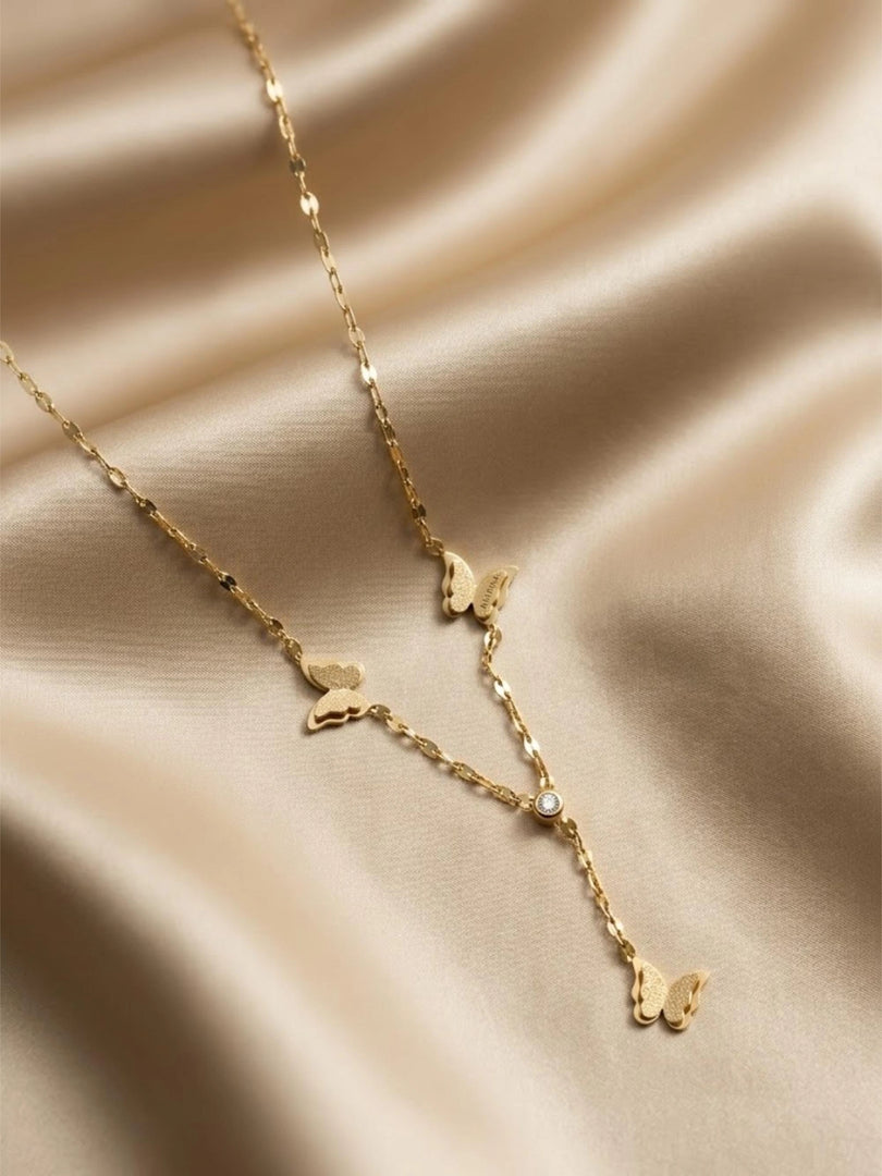 Butterfly Cascade Y-Layered Necklace