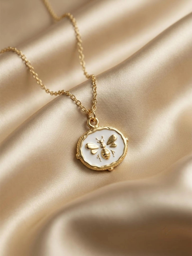 Golden Bee Medallion Necklace