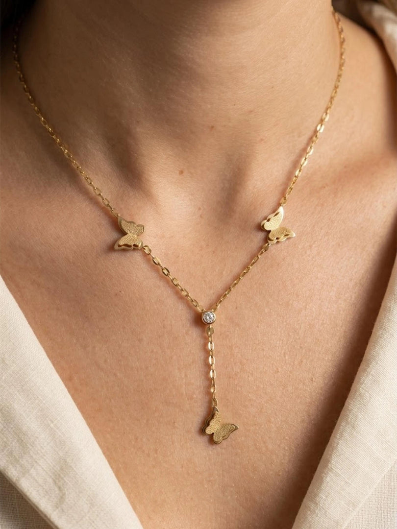 Butterfly Cascade Y-Layered Necklace