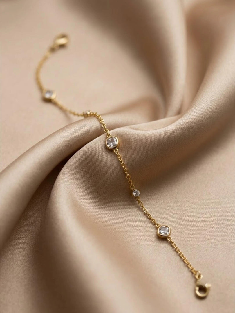 Golden Cascade Crystal Station Bracelet