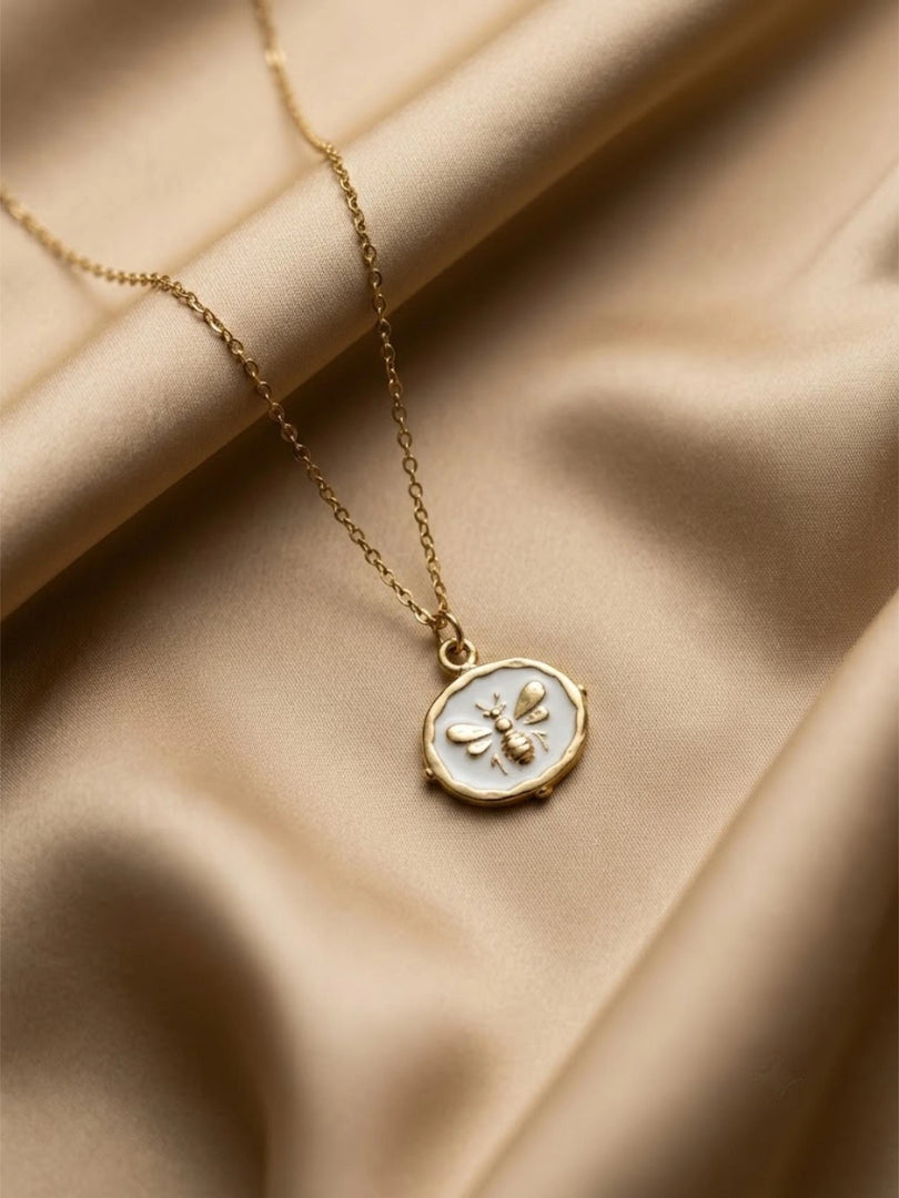 Golden Bee Medallion Necklace