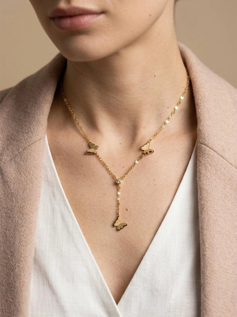 Butterfly Cascade Y-Layered Necklace