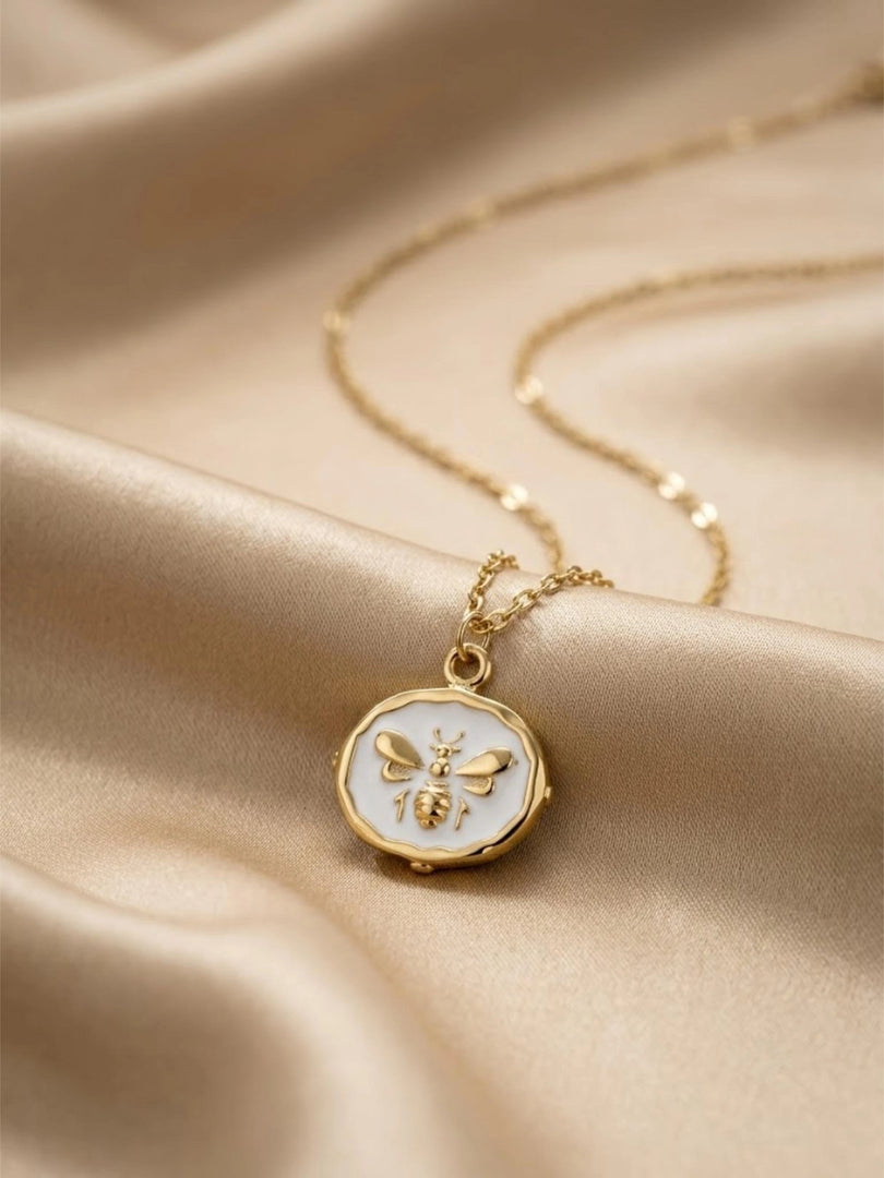Golden Bee Medallion Necklace